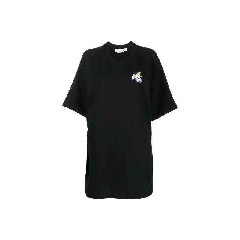 OFF WHITE Flower Arrow Snap Tee Dress Black/Multi-0