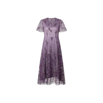 JZ. ANNAKRO Short Sleeved Dress Women's Flower Purple