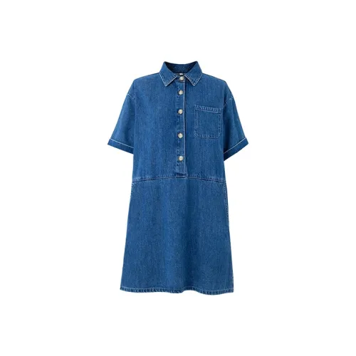 SOON FLOWER Short Sleeved Dress Women's Blue