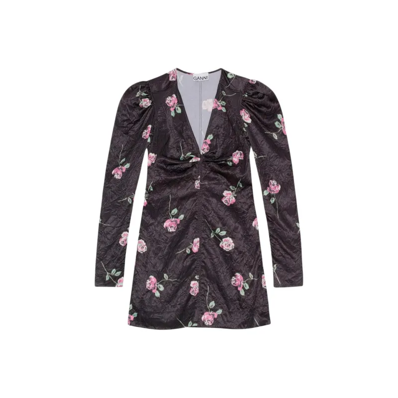 GANNI Floral Printed Mini Dress-0