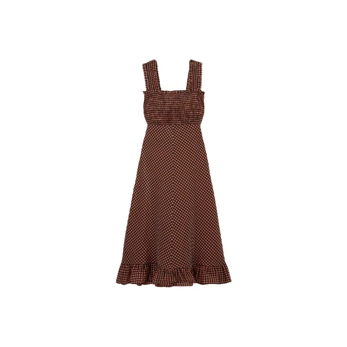 GANNI Sleeveless Dresses Women's Brown-0