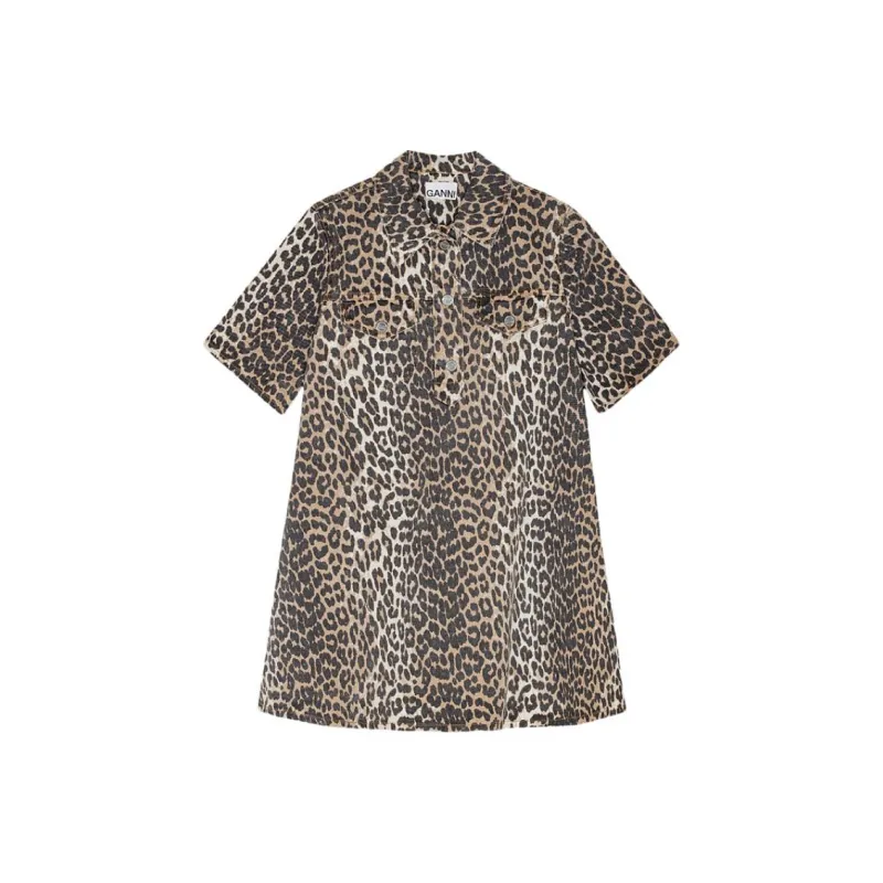 GANNI Animal print Denim Mini Skirt-0