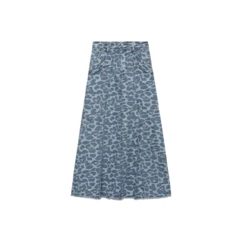 A BATHING APE Pattern Denim Long Skirt Light Indigo