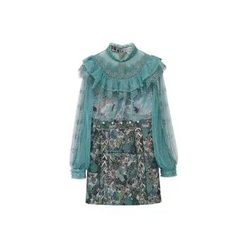 LULUALWAYS A-Line Skirt Dress Green