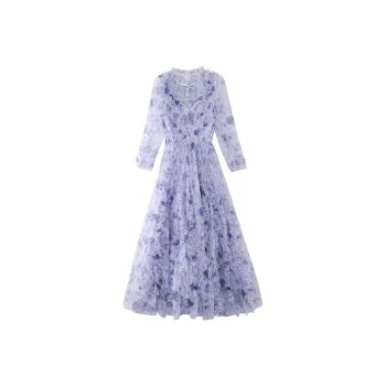 JINYE ORIENTAL Long-Sleeved Dresses Women's Blue Purple