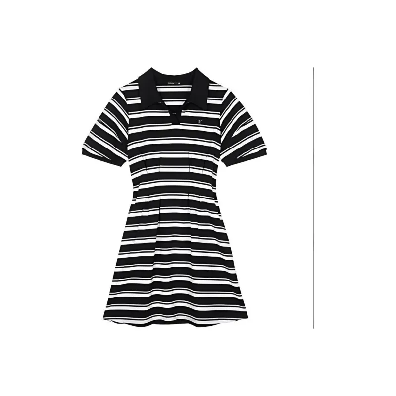 Hotwind Short Sleeved Dress Women's Black White-0