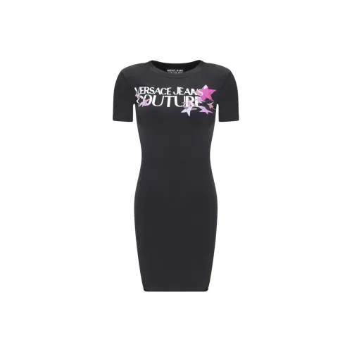 VERSACE JEANS Short Sleeved Dress Women's Black