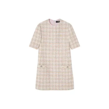 VERSACE Short Sleeved Tweed Mini Dress