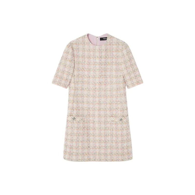 VERSACE Short Sleeved Tweed Mini Dress-0