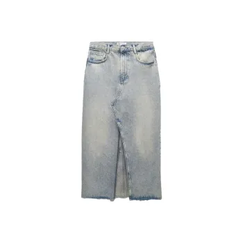 ZARA Denim Long Skirts Women's Blue
