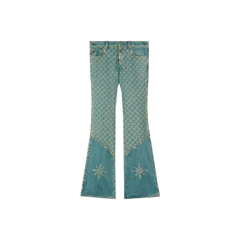 PALACE X GUCCI Allover GG Pattern And Studs Bootcut Jeans