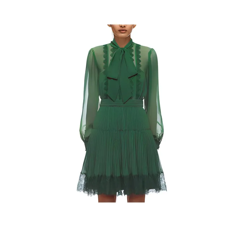 Self-portrait Long-Sleeved Dresses Women's Green-0