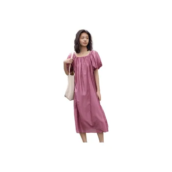 【dme】 Short-Sleeved Dresses Women's Berry Red