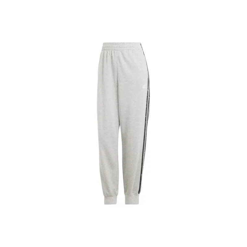 Adidas Essentials 3-Stripes Animal-Print 7/8 Joggers Knitted Sports Pants Women's Gray-0