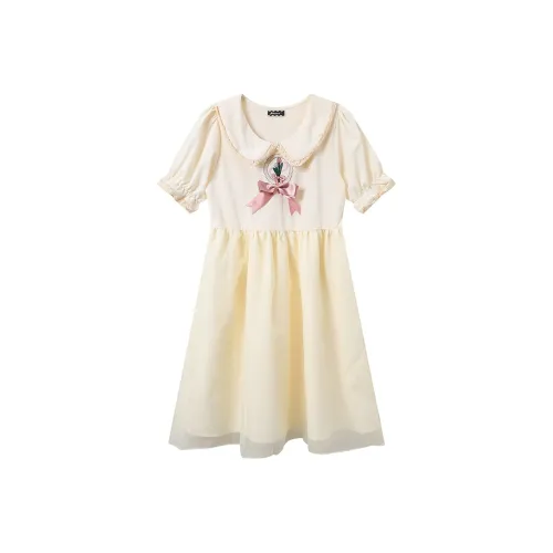 Adeworn Short Sleeved Dress Women's Cream Apricot