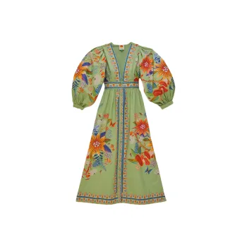 Farm Rio Bright Yard-print Maxi Dress