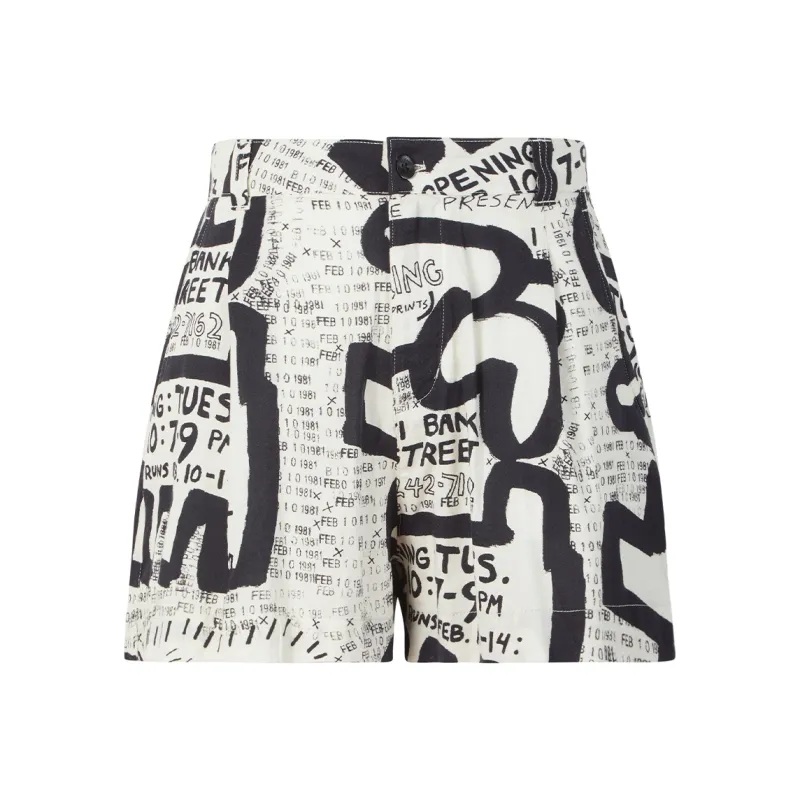 Keith Haring X Tommy Hilfiger TOMMY JEANS X Keith Haring Co branded Series Casual Shorts Women's Dark Blue With White Print 0GD-0
