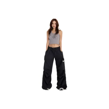 DRAGON FACE Casual Pants Women's Washed Black