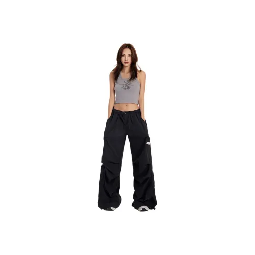 DRAGON FACE Casual Pants Women's Washed Black