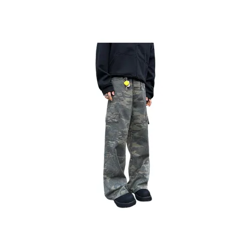 Lulifama Casual Pants Unisex Green Camouflage