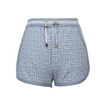 BALMAIN Monogram Jacquard Shorts 'Blanc/Pale Blue'