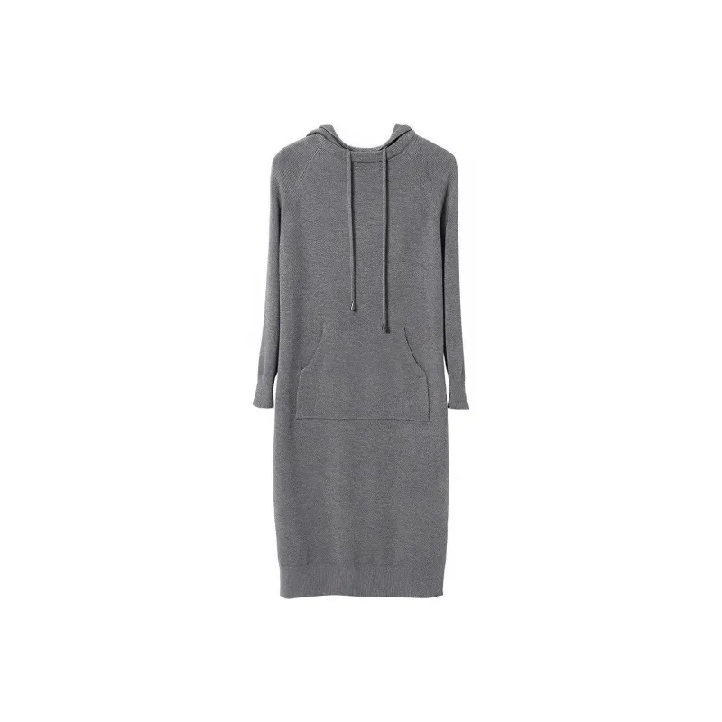 SOON FLOWER Long Sleeved Dresses Women's Gray-0