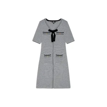 DKNY SS24 Short Sleeved Dress Women's Black & Multicolor