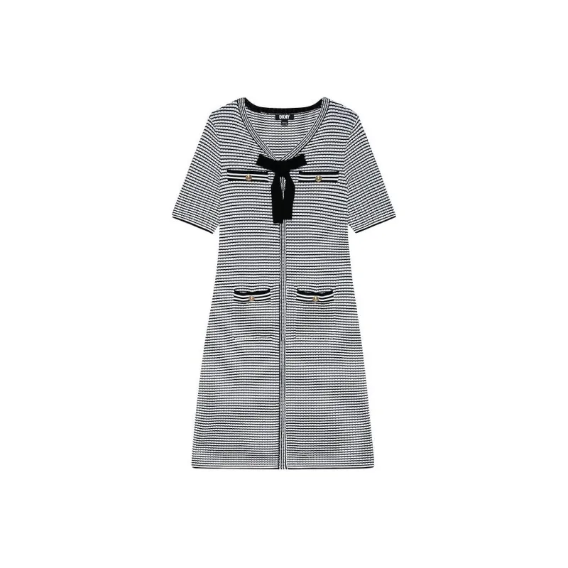 DKNY SS24 Short Sleeved Dress Women's Black & Multicolor-0