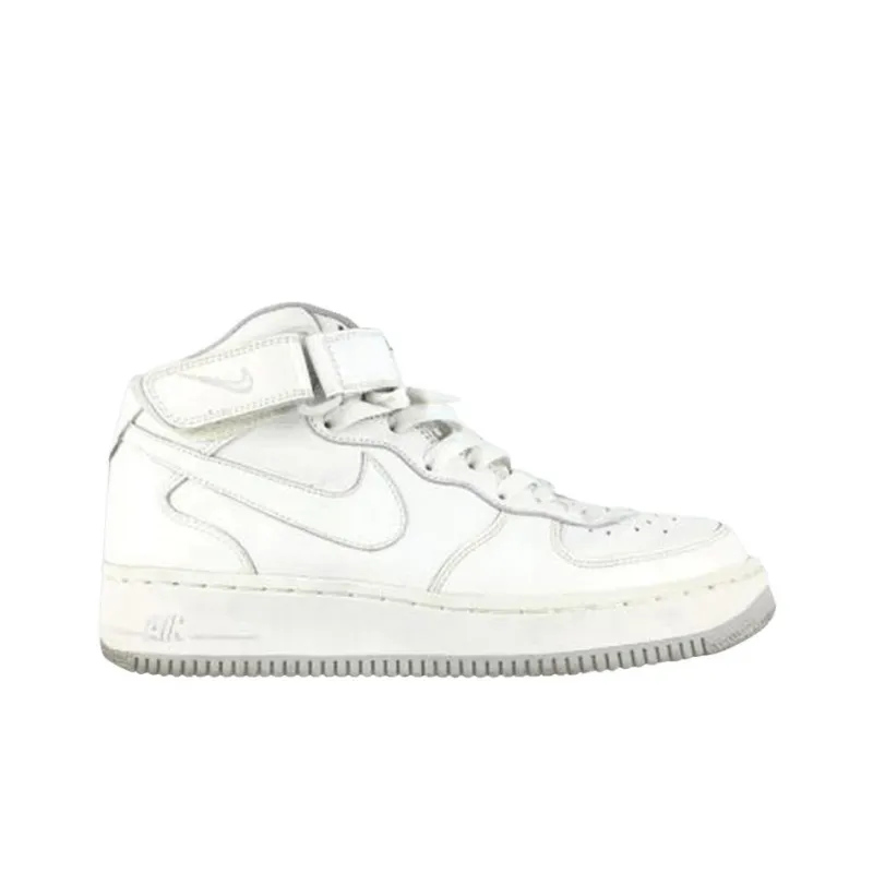 Nike Air Force 1 Anti Slip Wear Resistant Mid Top Basketball Shoes Men's White-1