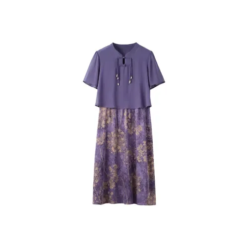 Mapping Short Sleeved Dresses Women's Purple