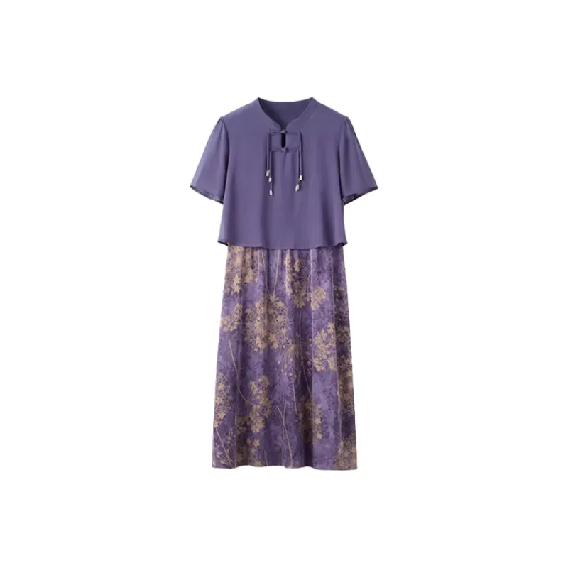 Mapping Short Sleeved Dresses Women's Purple-0