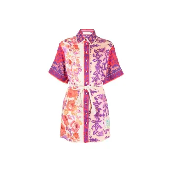 Zimmermann Raie Floral-print Belted Shirtdress
