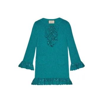 GUCCI Long Sleeved Dresses Women's Dark Blue