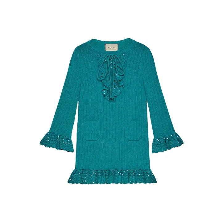 GUCCI Long Sleeved Dresses Women's Dark Blue-0