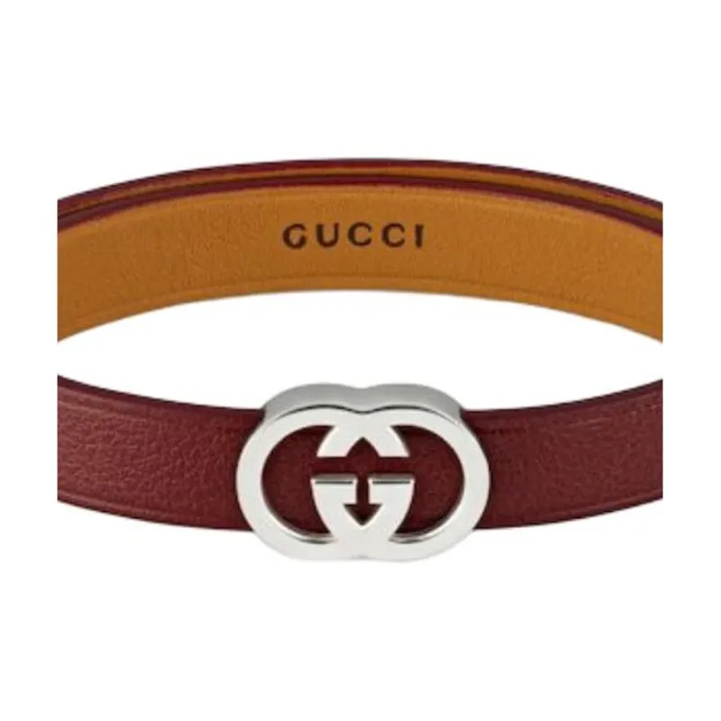 GUCCI Sterling Silver Wristbands Unisex Red-1