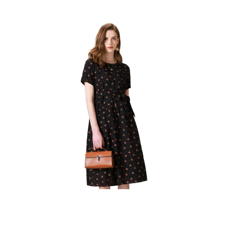 FENHONGMALI Short Sleeved Dresses Women's Orange-0