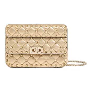 Valentino GARAVANI Nappa Leather Portable Crossbody Bag, Shoulder Bag Small Size Women's Beige