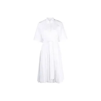 THOM BROWNE Asymmetrical Pleated Shirtdress