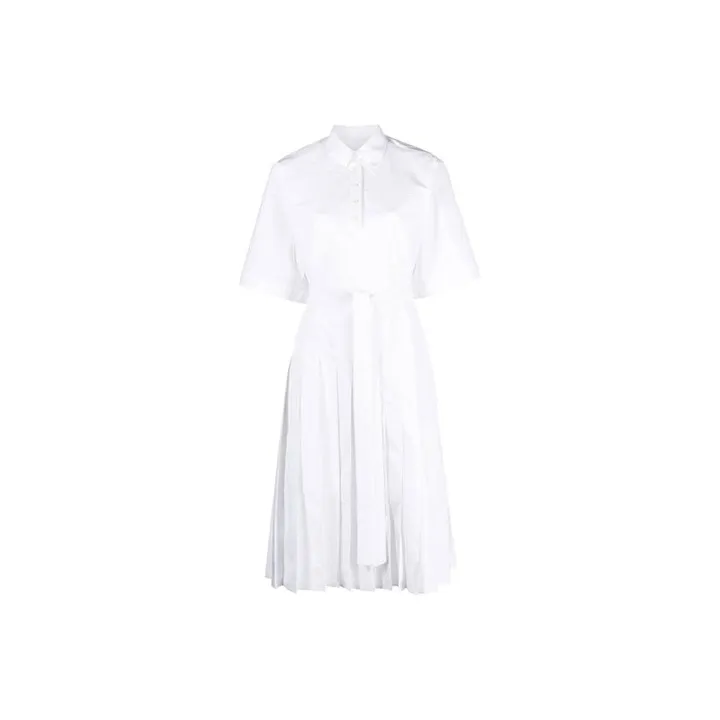 THOM BROWNE Asymmetrical Pleated Shirtdress-0