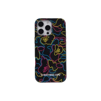 A BATHING APE TPU Material Neon Camouflage Phone Cases Compatibility IPhone 16Pro Ma Trendy And Cool Couple