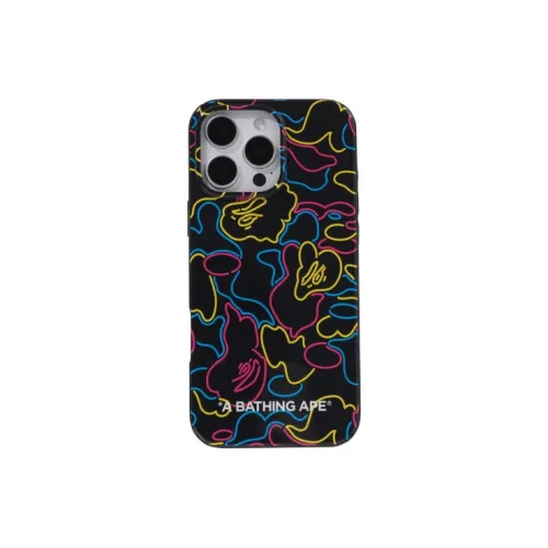 A BATHING APE TPU Material Neon Camouflage Phone Cases Compatibility IPhone 16Pro Ma Trendy And Cool Couple
