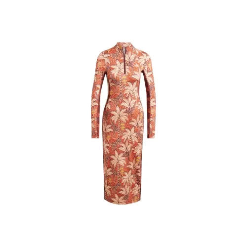 Adidas FARM Rio Long-Sleeved Dresses Women's Leisure Yellow/Hazy Copper/Dynamic Gold