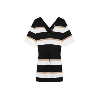 UOOYAA Short Sleeved Dresses Women's Stripes