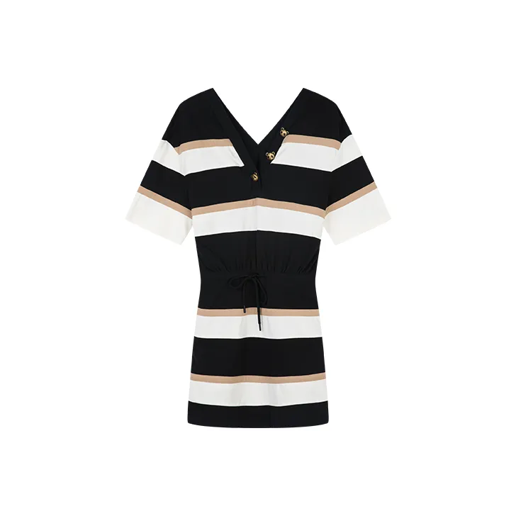 UOOYAA Short Sleeved Dresses Women's Stripes-0