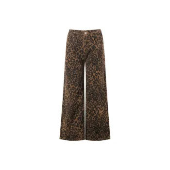 ZAVK Jeans Women's Brown Leopard Print