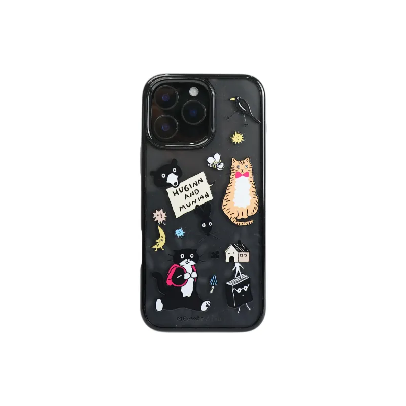 Wei Xin Acrylic Material Crow Kitten House Phone Cases Compatible With IPhone 16/15 Pro Max/Apple 13/14 Pro/Max-1