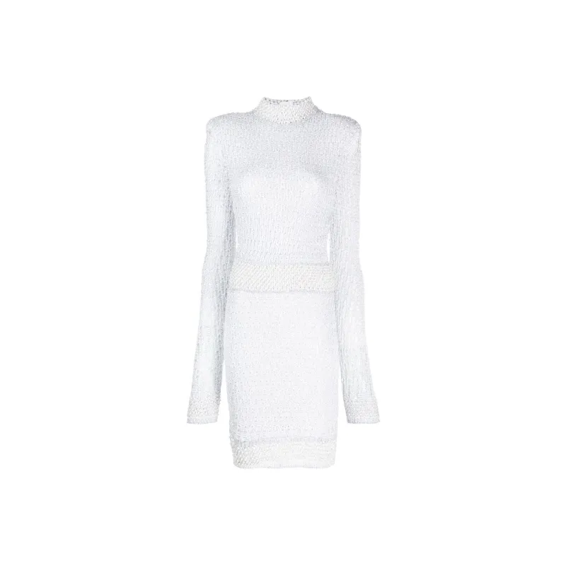 BALMAIN Long-Sleeved Dresses Women's Gray White-0