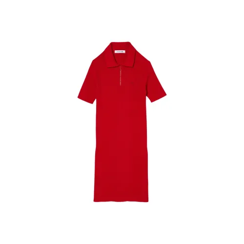 LACOSTE Short Sleeved Dress Women's Red