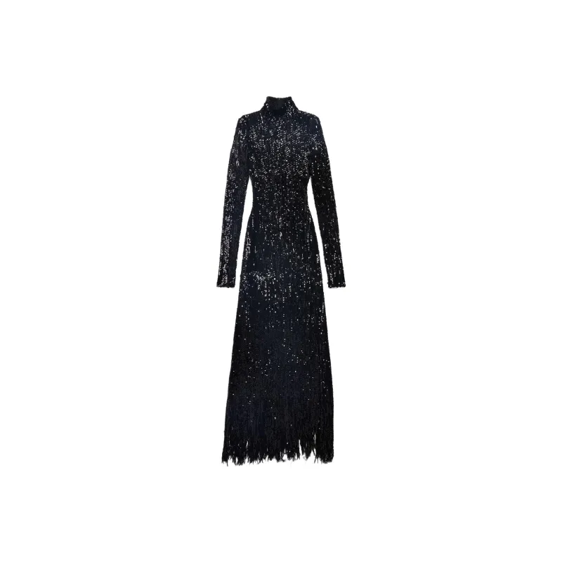 Balenciaga Long-Sleeved Dress Regular Fit Women's Black-0
