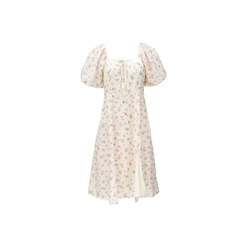 ONLY Short Sleeved Dresses Women's H20 Reemi Print White Base REEMI AOP CREAM BASE